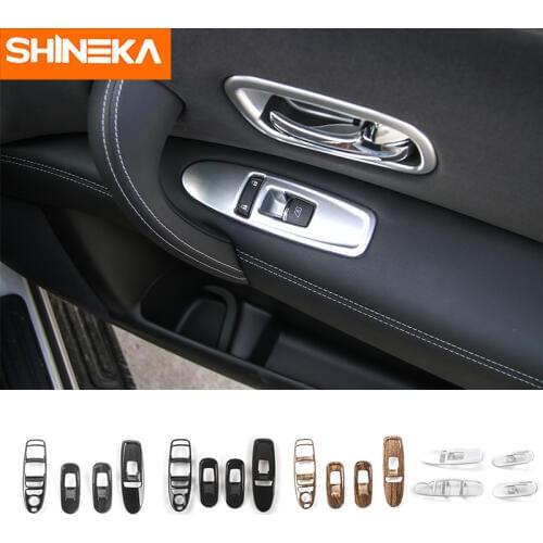 SHINEKA Car Styling Window Lift Switch Button Cover Trims Stickers for Nissan Patrol 2017 Interior Accessories