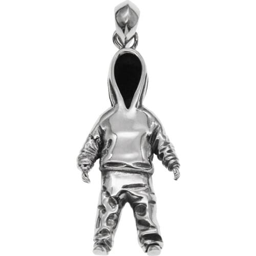 New solid 100% s925 sterling silver mysterious man pendant, fashion personality hip-hop street Man pendant invisible Man