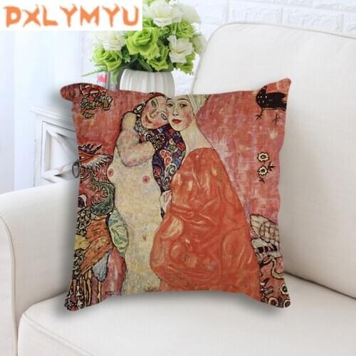 Linen Cotton Cushion Throw Pillow Decorative Cushion For Sofa Hand-Painted Oil painting Printed Pillow Seat Chair Cushion