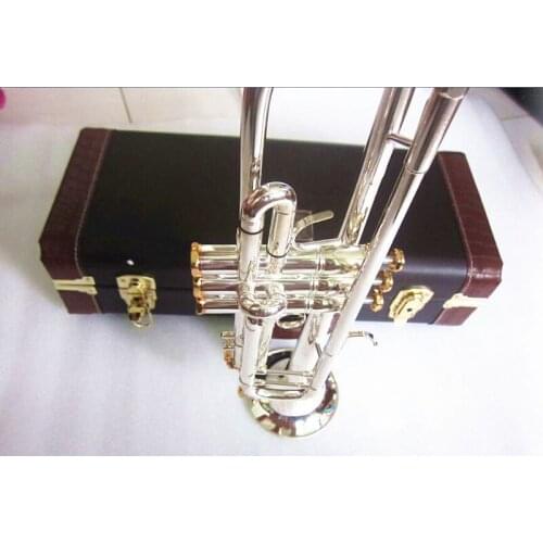 LT180S-72 Stradivarius Bb Super Trumpet Musical Instrument Surface Silver Plated Brass Professional music With Case Free
