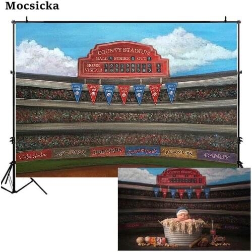 Mocsicka Baseball Field Background Baby Portrait Photography Backdrop for Photo Studio Sports Child Party Wallpapers Photo Shoot