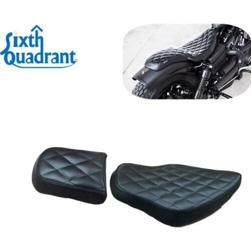 Motorcycle Black Artificial Leather Rough Crafts Diamond Driver Seat+ Rear Passenger Seat For Harley Sportster XL 2010-2016