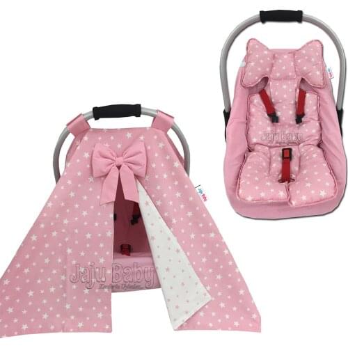 Jaju Baby Handmade, Pink Stroller Cover, Sheet and Stroller Cushion Set of 3