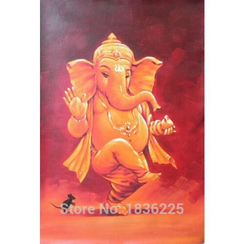 Wall Sticker Handmade Ganesh Oil Painting on Canvas for Wall Art Decoration decorative pillars for homes designer wall paper