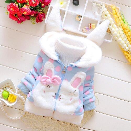 2019 New Fashion Winter Newborn Children Plus Velvet Cute Cotton Jacket Hooded Infant Clothing Baby Costume Girl Coat Clothes
