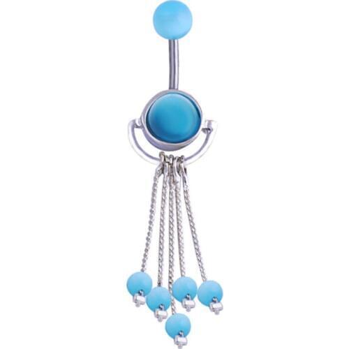 New Hot Surgical Steel Dangle Navel Rings Water Drop Tassel Navel Bars Fashion Belly Button Ring Piercing Sexy Body Jewelry Gift