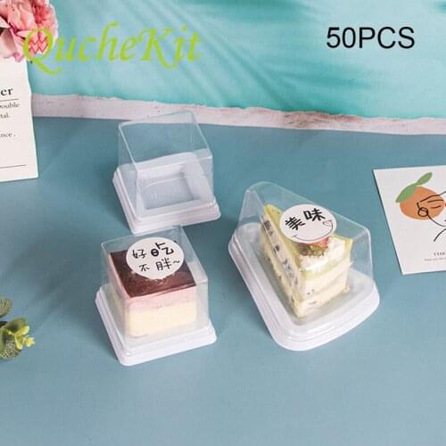 Mini Disposable Cake Packaging Box Transparent Cake Dessert Tray With Lid Square Triangle Mooncake Box Portable Packaging Boxes