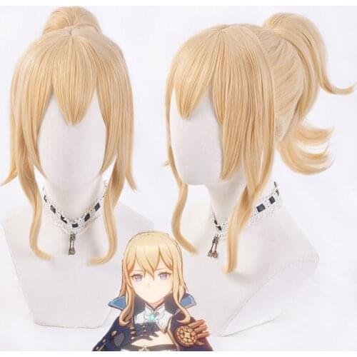 Genshin Impact Jean Gunnhildr Wig Earthy Yellow Ponytail Wigs Halloween Cosplay Props