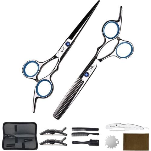 6'' 17cm JP 440C Professional Hair Scissors Barber Haircut Set Scissors For Barber Shop Cutting Shears Thinning Scissors Set