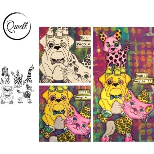 QWELL 6 Loyal Dogs Clear Silicone Stamps Craft Paper Cards DIY Scrapbooking Making Template 2021 New 7*8.5inch