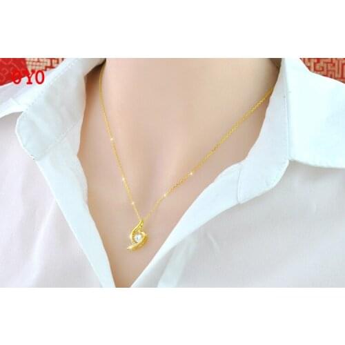 S925 Sterling Silver Colored Gold Smart Necklace Female Heartbeat