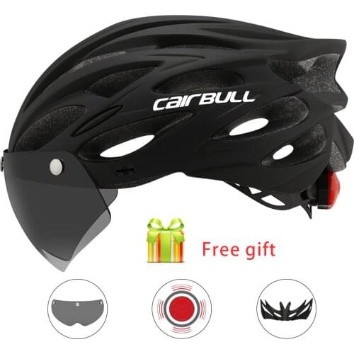 Purpose Outdoor Riding Cycling In-Mold Mtb Helmets Casco Accesorios With Visor & Tt Lens Dual Rear Light Bicycle Safety Caps