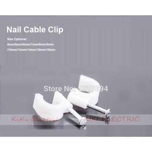 5mm Steel Nail Circle Clip for Fix Telephoneline White Plastic Circle Path Circle cable clips Wall Insert Cord Clamp 100pcs/lot