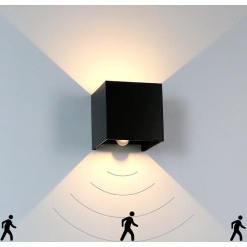 12W Nordic LED Aluminium Wall Light Rail Project Square LED RGB Wall Lamp Bedside Room Bedroom Human Motion Sensing Wall Decor