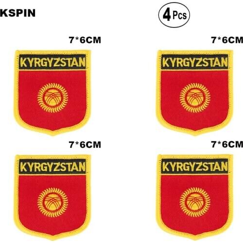 Kyrgyzstan Shiled Shape flag patches national flag patches for Cothing DIY Decoration