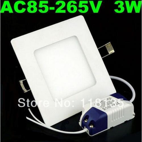 Ultra thin design 3W LED ceiling recessed grid downlight / square panel light 90mm, 10pc/lot free shipping