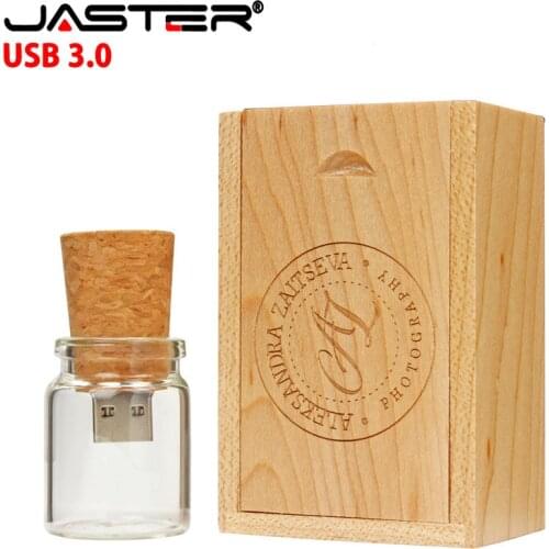 JASTER USB 3.0 wooden cork drifting bottle USB flash drive pendrive 4GB16GB 32GB 64GB wishing bottle wedding gift customer LOGO