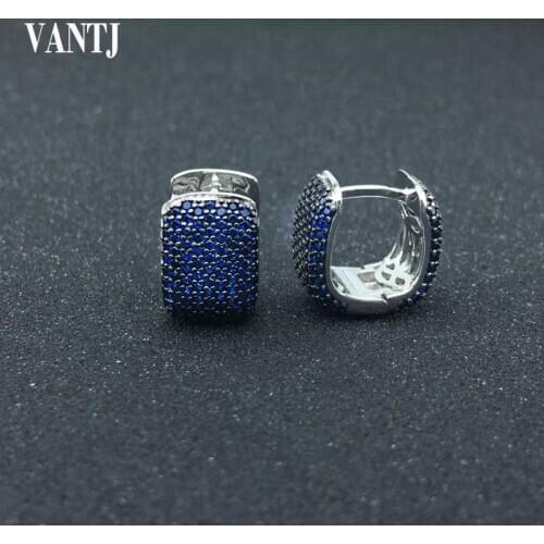 VANTJ New Design Emerald Sapphire Ruby Earrings Sterling 925 Silver Created Gemstone Spine Aquamaline Jewelry Women Party Gift
