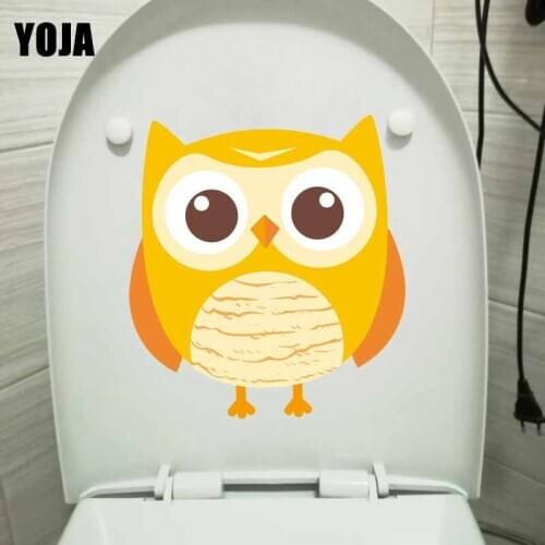 YOJA 21.3X23.2CM WC Toilet Decal Cute Owl Animal Mural Bathroom Home Decor Wall Sticker T5-0542