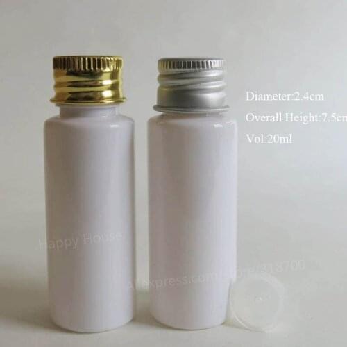 100 x 20ml Refillable Portable White PET Plastic Orifice Reducer Bottles with Aluminum Cap 20cc Empty Lotion Cosmetic Container