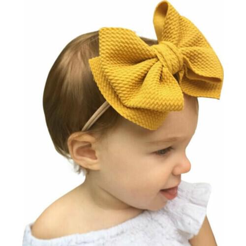 2020 New Arrival Hair Bows Headband Cotton Fabric Elastic Hair Bands Girls Hair Accessories Fashion Baby Double layer Bow 0-3y