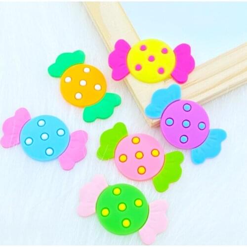 30pcs New Pattern Cute Cartoon Candy PVC Flexible Glue Flat Back DIY Scrapbook Embellishment Phone Craft Decoration Q21