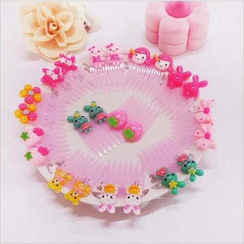 6Pcs/Lot Kid Row Hairpin Ribbon Bow Flower Hair Comb Girl Rabbit Star Brush Clip Styling Tool Children Wedding Girls Accessories