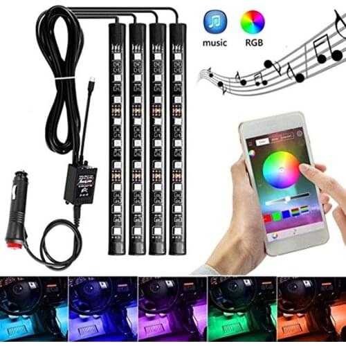 8 Colors Lamplight LED Strip Car Interior Atmosphere Light Dash Floor Foot Decorative Light Music sound Control Multiple Lamp