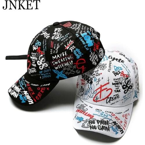 JNKET Graffiti Printing Parent-child Baseball Cap Long Strap Hip Hop Hats Snapbacks Hats Outdoor Sunhat Casquette Letter Cap