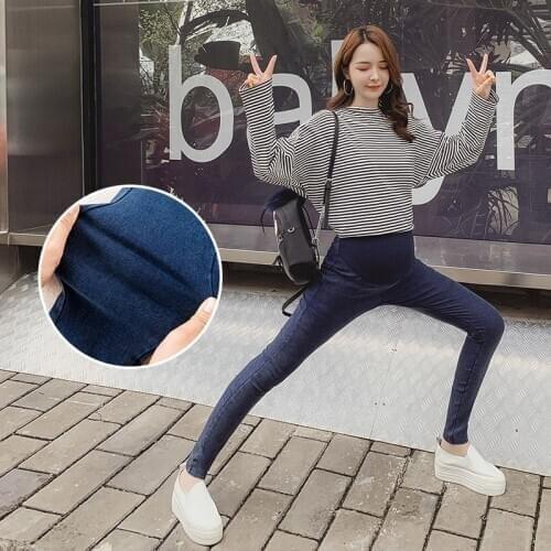 Elastic Waist Pencil Trousers Pregnancy Clothes Maternity Jeans For Pregnant Women Fashion Skinny Stretch Denim Pants Maternity