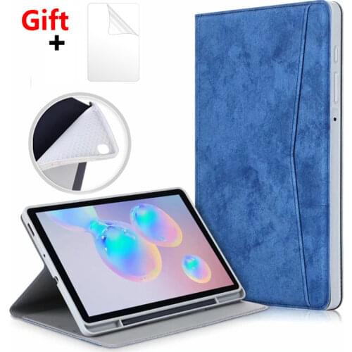 Case for Samsung Galaxy Tab S6 Lite 10.4'' 2020 with Pen Holder Smart Stand for SM-P610 SM-P615 Soft TPU Back Cover with Pocket