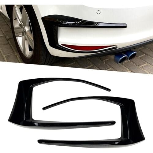 2Pcs Black Car Rear Bumper Spoiler Fog Light Cover Trim For Volkswagen VW Golf 7 GTI R GTD MK7 2013 2014 2015 2016