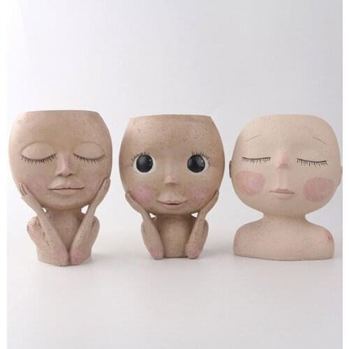 Flower Pot Character Human Face Vase Resin Succulent Plant Abstract Portrait Tabletop Balcony Micro Landscape Embellishment