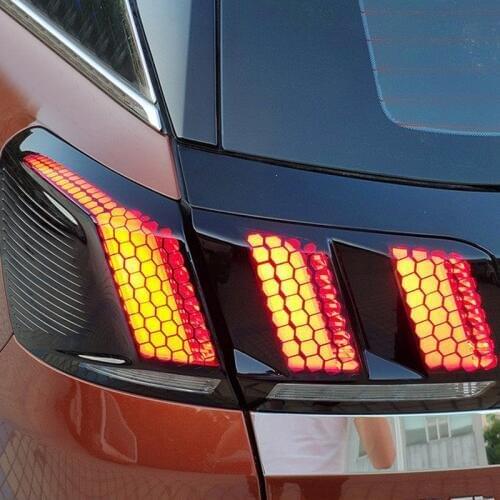 For PEUGEOT 2016-2019 3008 GT / 5008 GT 2017-2019 Car Exterior Accessories Rear Tail Light Lamp Honeycomb Cover Stickers
