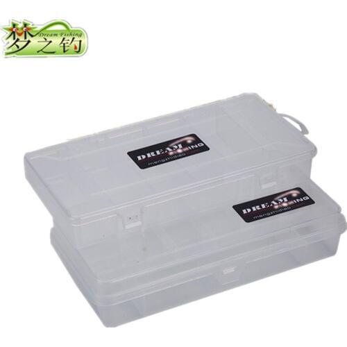 DREAM FISHING Plastic Fishing Box 21*10.5*3.5/21*10.5*4.5cm Waterproof Lure Box Fishing Hook Bait Accessories Storage Case Pesca