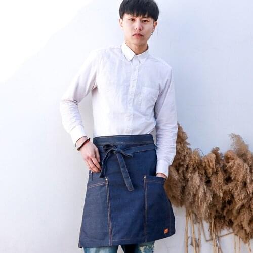 Denim Half-length Apron Kitchen Barista Western Restaurant Bar Waiter Male and Female Work Clothes