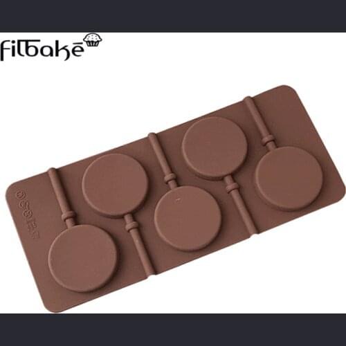 FILBAKE Creative Supply 5 even Rounded Shaped lollipop Molds (comes with 6 small stick) Into The Oven Cake Mold Dessert Tools