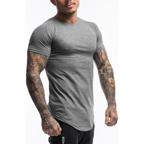 New Men Short Sleeve Cotton t-shirt Summer Casual Fashion Gym Fitness Bodybuilding T shirt Male Slim Tees Tops Clothing