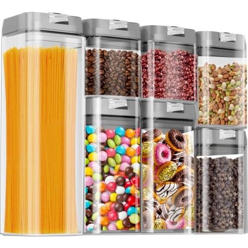 Airtight Food Storage Containers Plastic Cereal Set for Kitchen Pantry OrganizationBPA-Free Clear Storage Canisters