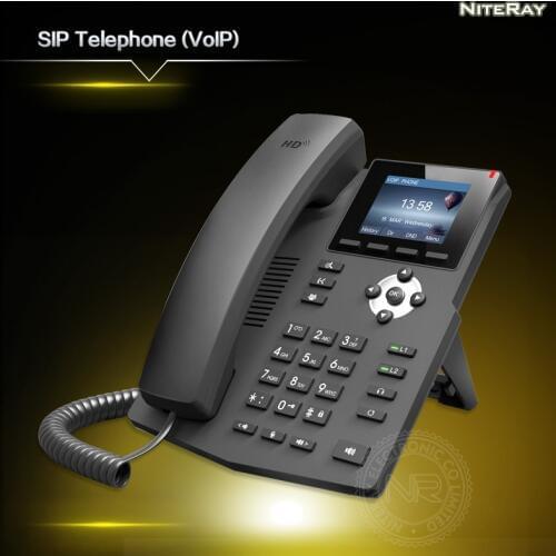 IP Phone 2 SIP Lines HD Voice Enterprise VoIP Telephone with Intelligent LCD Display