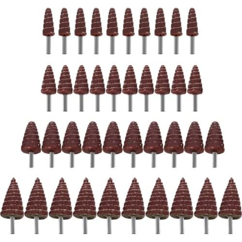 Maximum Diameter 1.18 inch Conical Sandpaper Wear-resisting Metal Material Grinding Head with Handle Abrasive Tools