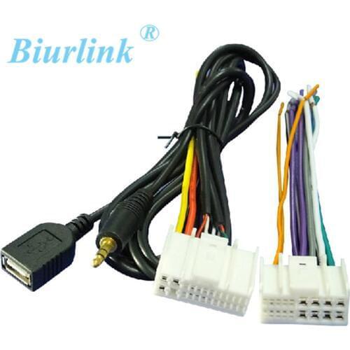 Biurlink CD Radio Power Harness Cable USB Adapter For Hyundai IX35 Kia Sportage Elantra K2 K5