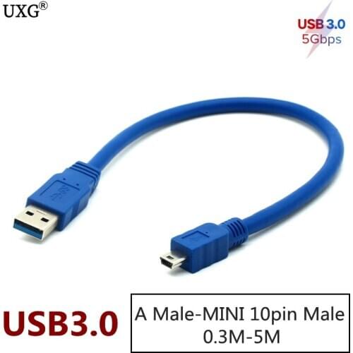 USB 3.0 A Male AM to Mini USB 3.0 Mini 10pin Male USB3.0 Cable for HDD Enclosure 0.3m 0.6m 1m 1.5m 3m 5m 1ft 3ft 5ft 10ft