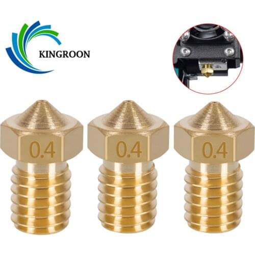 KINGROON 10pcs V5 V6 E3D Nozzle 0.2 0.3 0.4 0.5 0.6 0.8 1.0mm 3D Printer Part M6 Thread All Metal Nozzle For 1.75mm 3mm Filament