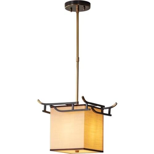 Chinese Lantern Fabric Pendant Lights Bedroom Gold Copper Pipe Lamp Restaurant Modern Pendant Lamps Dining Room Deco Fixtures