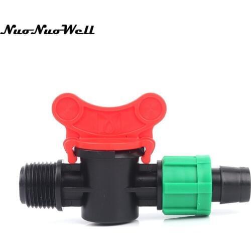 2pcs Male 1/2" Thread to 16mm Drip Tape Valve for Garden Drip Irrigation Hose Connector Agriculture Flow Control Valve