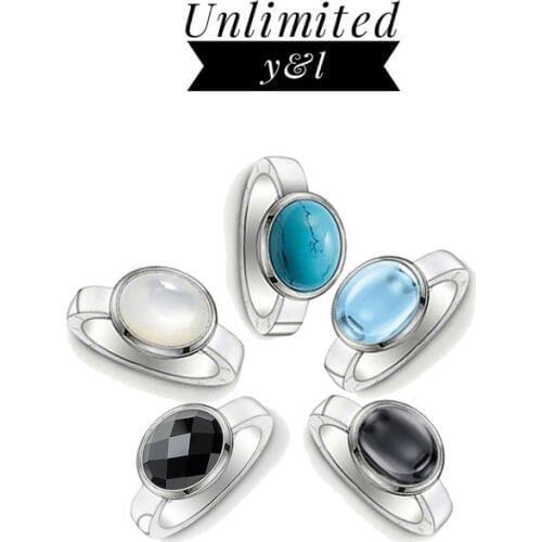 Colors Oval Opals Rings Romantic Style Stone Silver Fashion Jewelry for Women Love Gifts