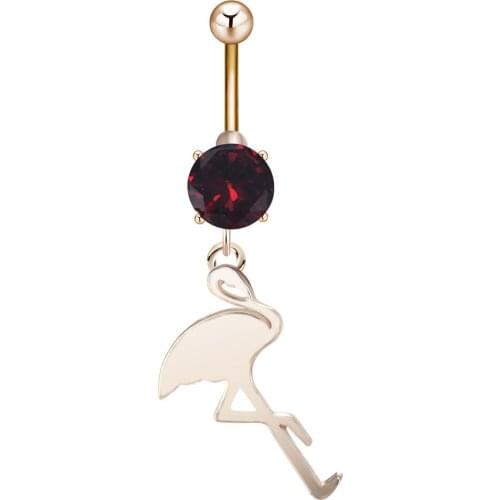 Flamingo Belly Button Ring Body piercing Jewelry Dangle Dream Catcher Crystal