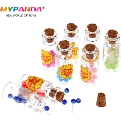 1/12 Dollhouse Miniature Food Dessert Sugar Lollipops With Bottle Candy Toys