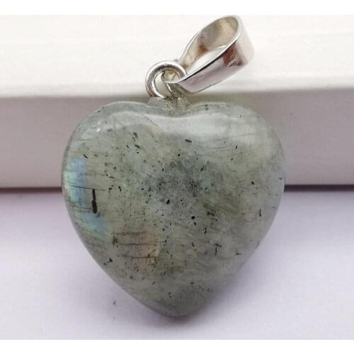 Labradorite Stone GEM Heart Pendant Lucky Jewelry S3022